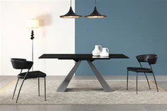 लक्जरी ग्लास टॉप फिक्स डाइनिंग टेबल